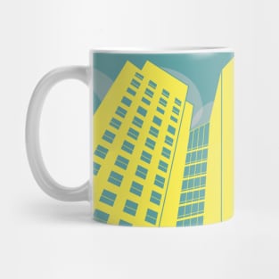 Yellow & Blue Building Graphic Illustration Mug